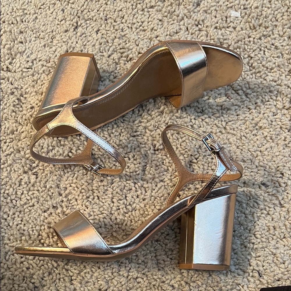 Rose gold, metallic Asos, block heels